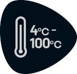 Термометър, показващ температурен диапазон от 4°C до 100°C.