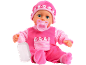 Играчка кукла в розови дрехи с биберон и шише.