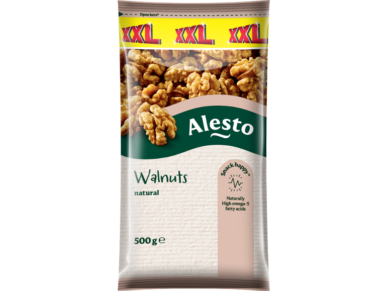 Alesto XXL натурални орехови ядки в опаковка от 500 g.