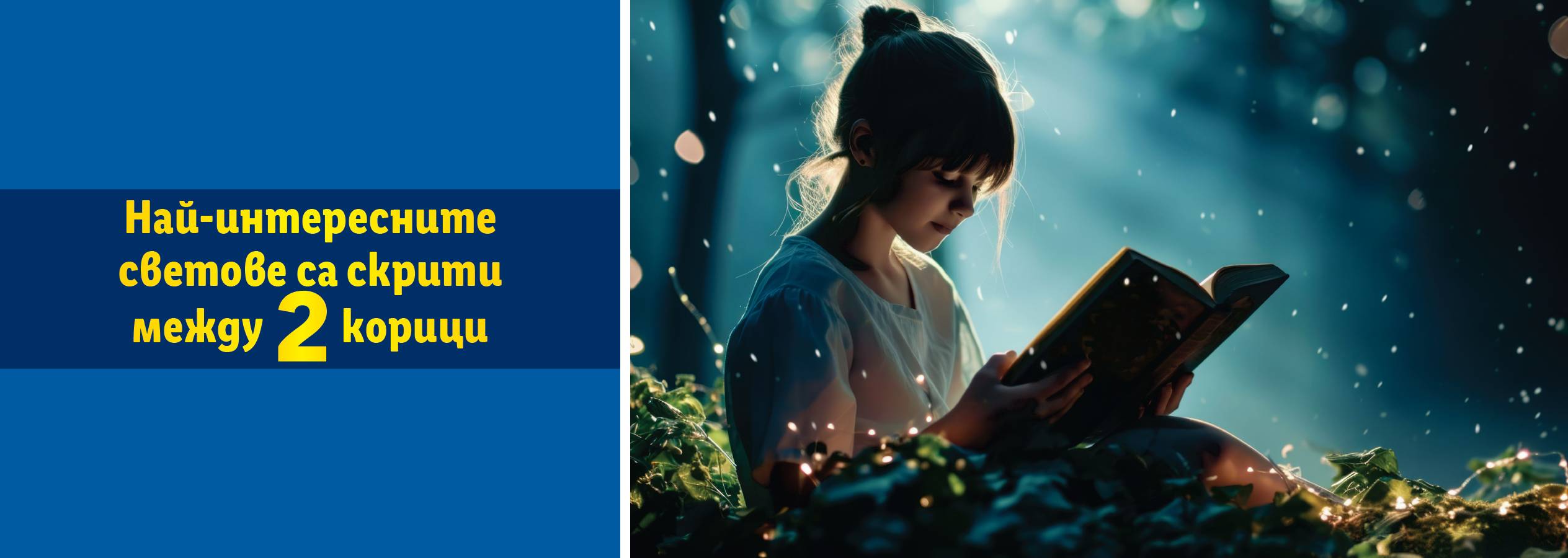 Момиче чете книга сред природата.