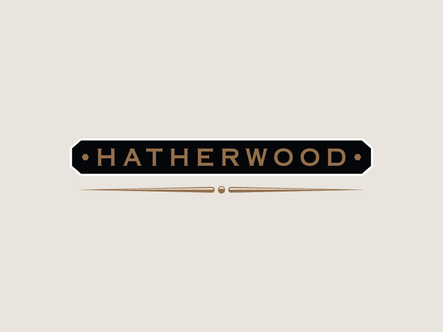 Лого на HATHERWOOD в черно и златно на светъл фон.