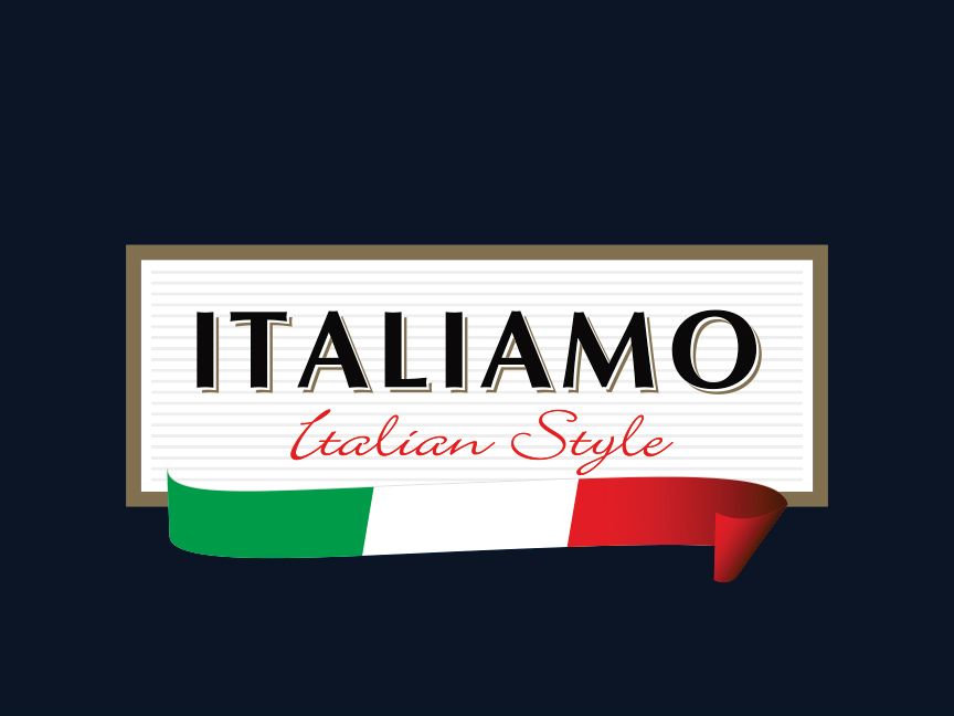 Лого на „ITALIAMO Italian Style“ с италиански флаг.